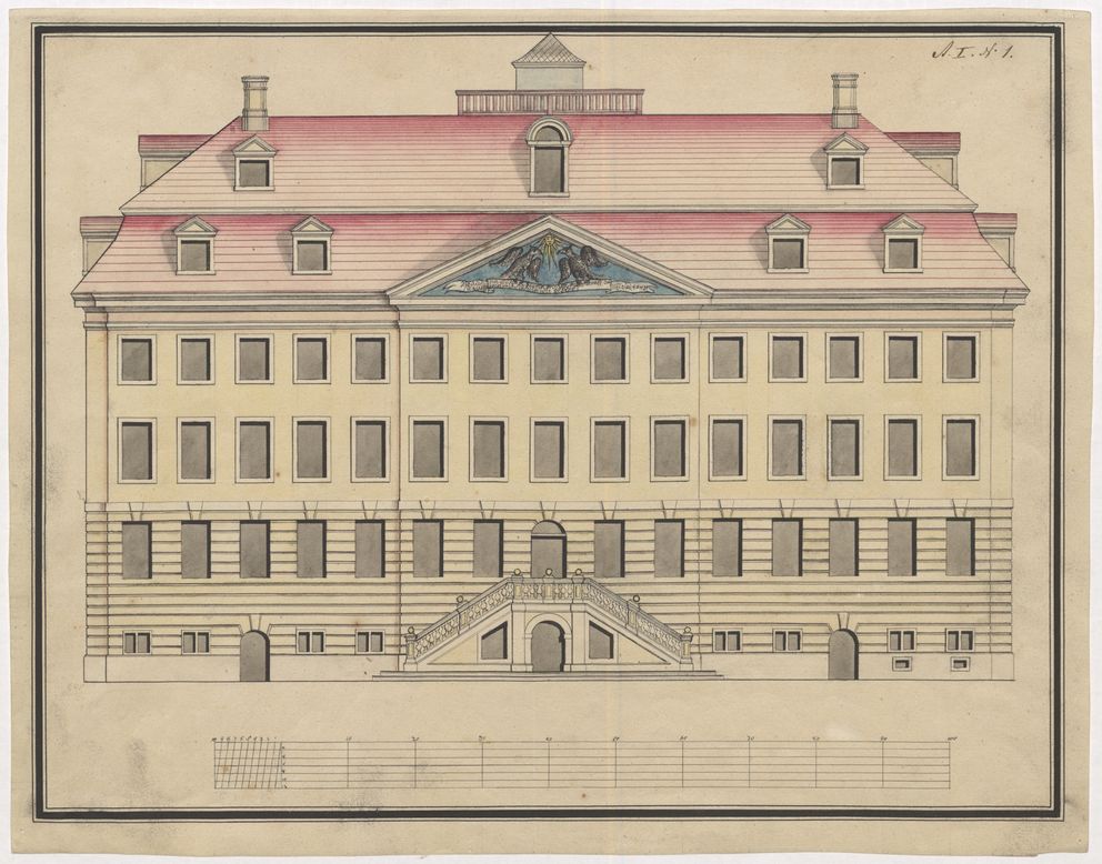 Vorderansicht des Historischen Waisenhauses, ca. 1750