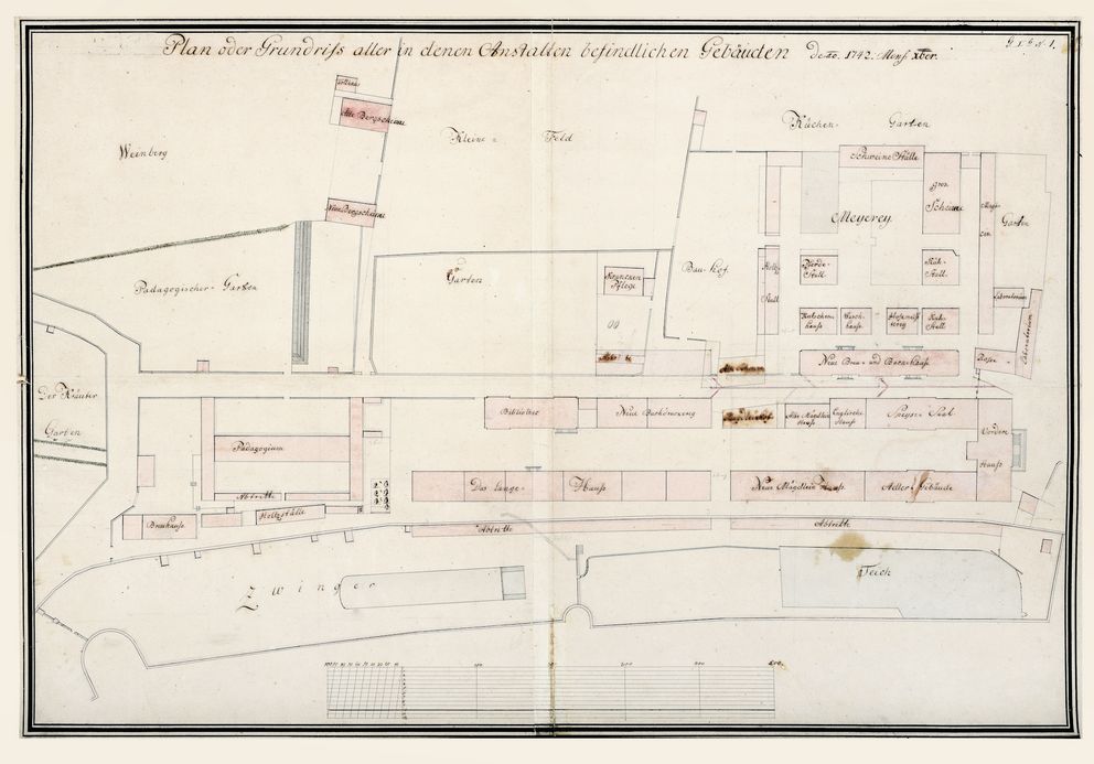 Gesamtsituationsplan der Franckeschen Stiftungen, Dezember 1742