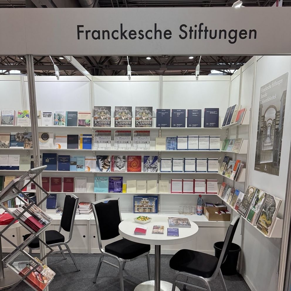 Publishing stand at the Leipzig Book Fair The photo shows the stand set up by the publishing house of the Francke Foundations at the Leipzig Book Fair.