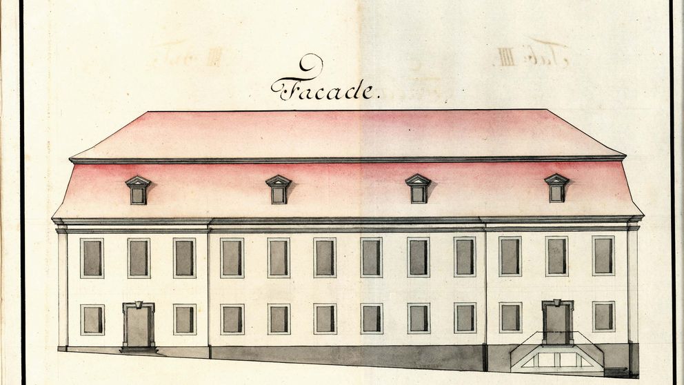 Aufriss mit Nordansicht der Bibliothek für Reparaturmaßnahmen